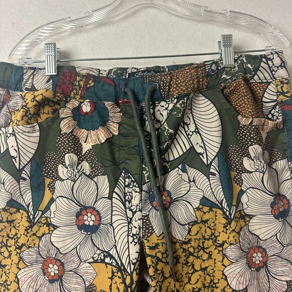 Charlie B pants sz L faux suede dark floral drawstring straight whimsigoth fall - Picture 2 of 5